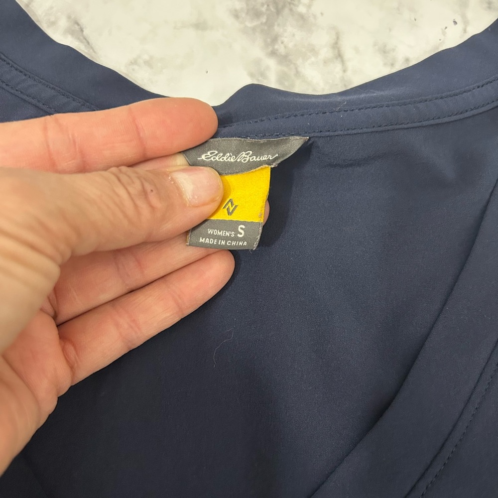 Eddie Bauer Navy V-Neck Lightweight  Women Dress Sz S EUC.  28 - Picture 7 of 10
